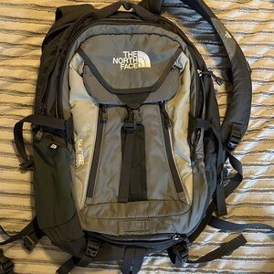 The North Face Olive Green and Black Multi-Compartment Backpack